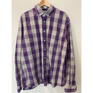 Johnnie-O Shirt Mens XL Purple Plaid Hangin Out Surfer Button Up Collared